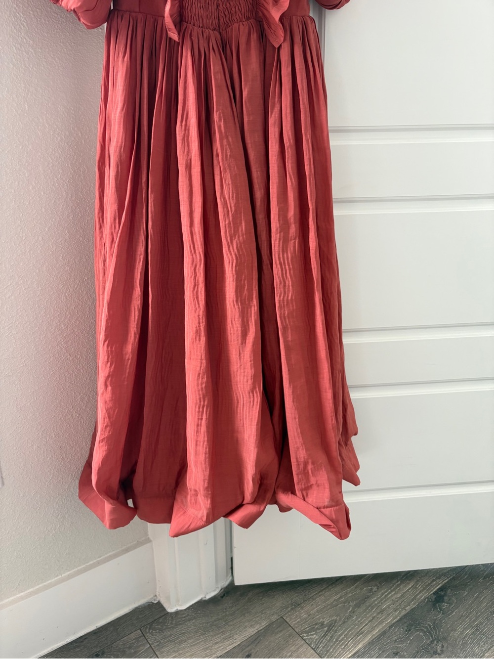 Ina Rust Red Maxi Dress with Ruffled Neckline - Picture 4 of 5